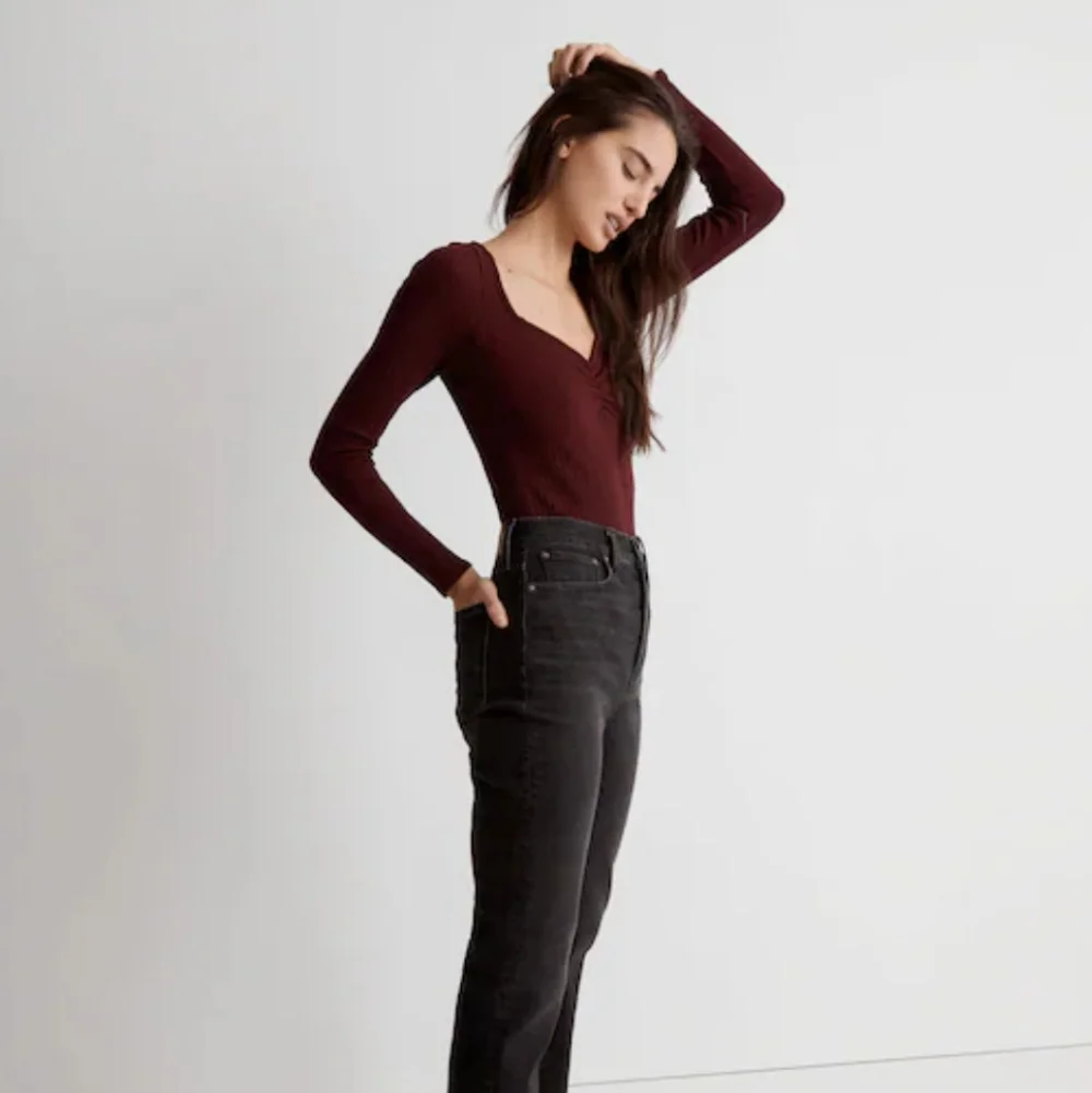 Madewell Ribbed Sweetheart Top Size XS - Cabernet - Picture 8 of 12